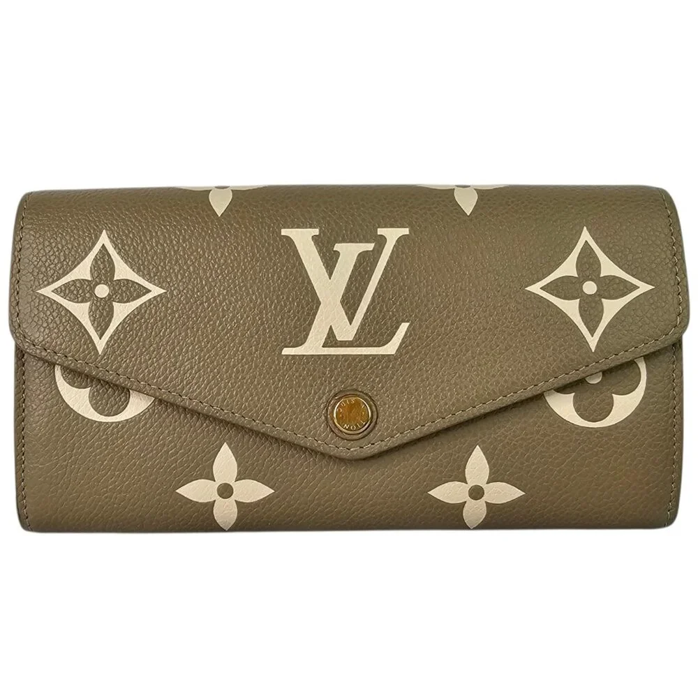 LOUIS VUITTON Bicolor Monogram Giant Sarah Wallet Tourterelle Gray Cream LV Bag - Picture 2 of 12